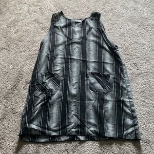 Proudly Plus Black Gray Striped Sleeveless Shift Dress SIZE 22W